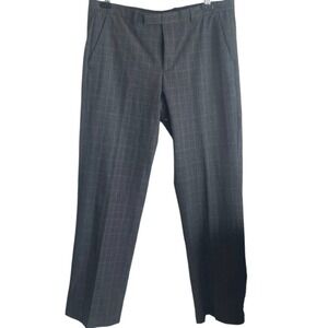 French Connection Mens Dress‎ Pants 34 Gray Plaid Trousers Slim Fit Business
